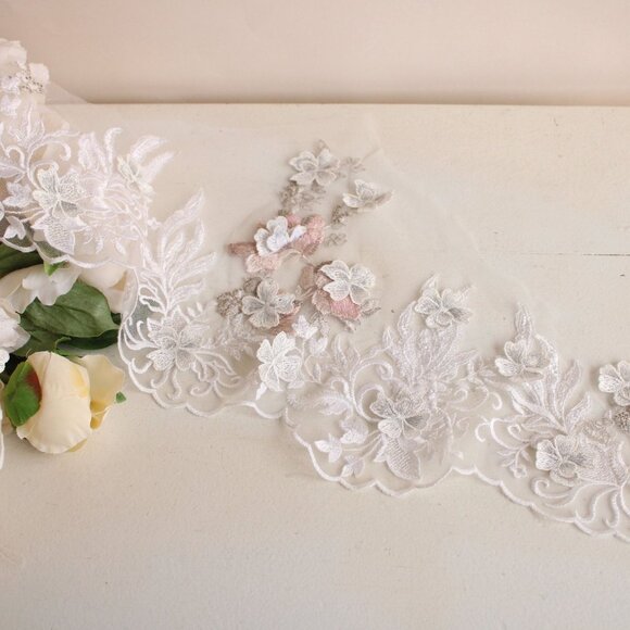 Embroidered Appliques, Embroidered Fabric Ends with Flower Appliques, Fairy - Picture 7 of 10